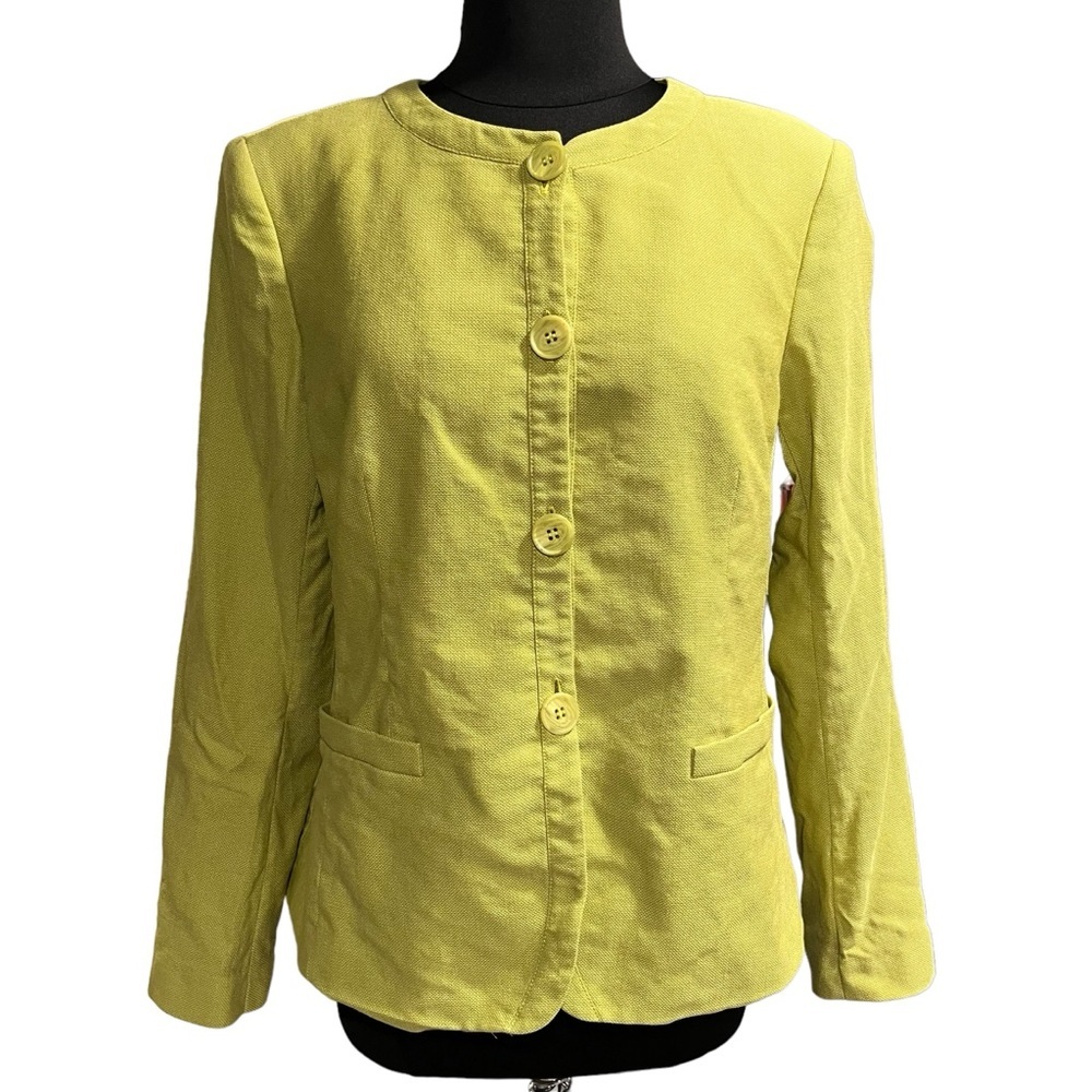 Lafayette 148 Lime Green Virgin Wool & Silk Blazer Jacket size 12